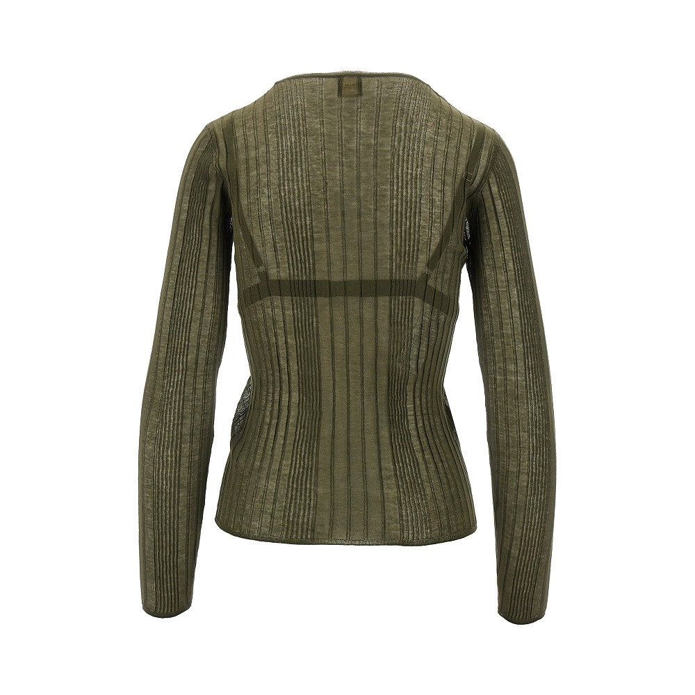 Top in maglia con bralette in pizzo