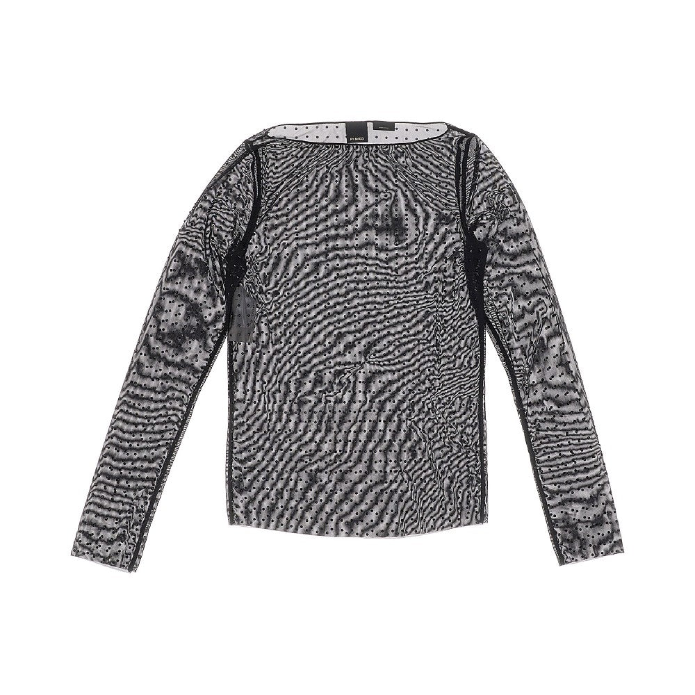 Top in tulle con strass
