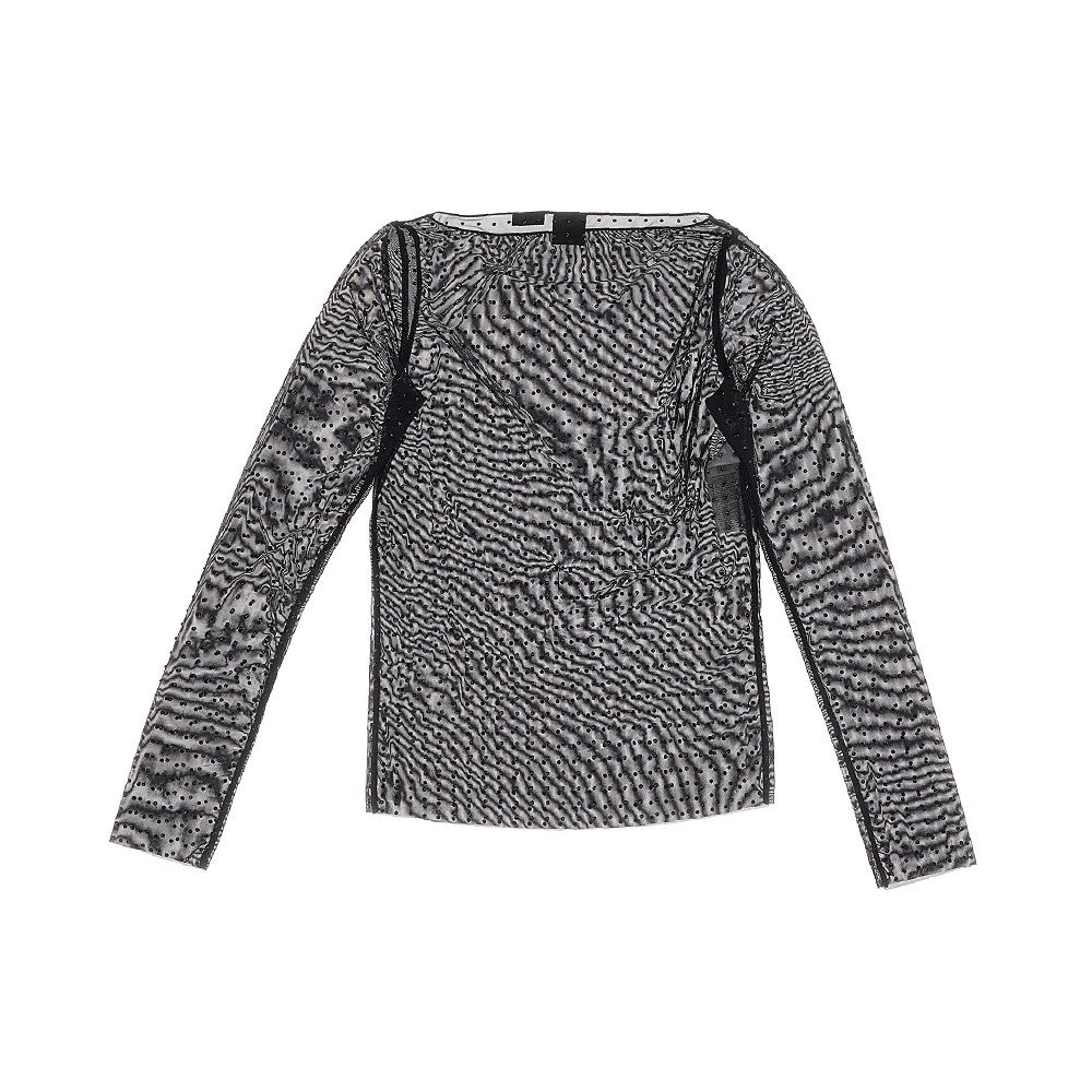 Top in tulle con strass