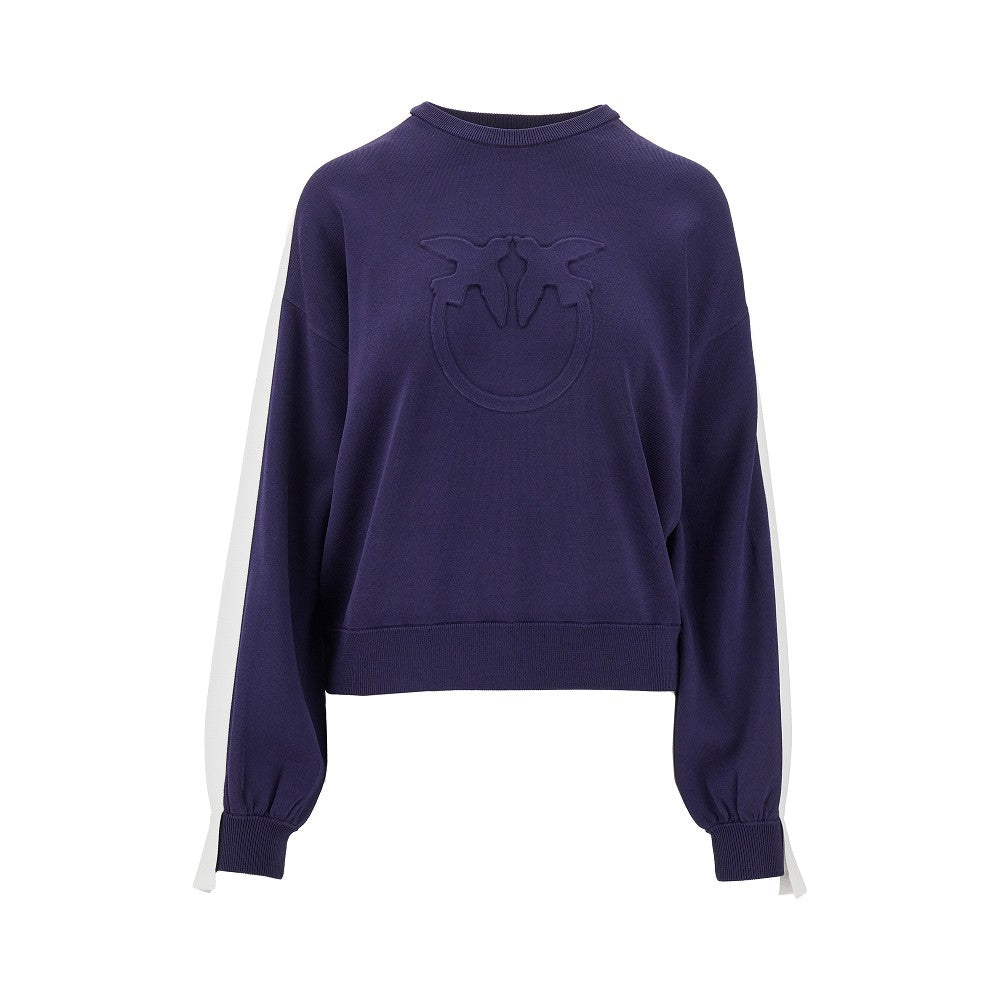 Felpa girocollo in maglia con logo goffrato