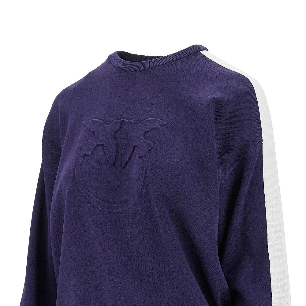 Felpa girocollo in maglia con logo goffrato