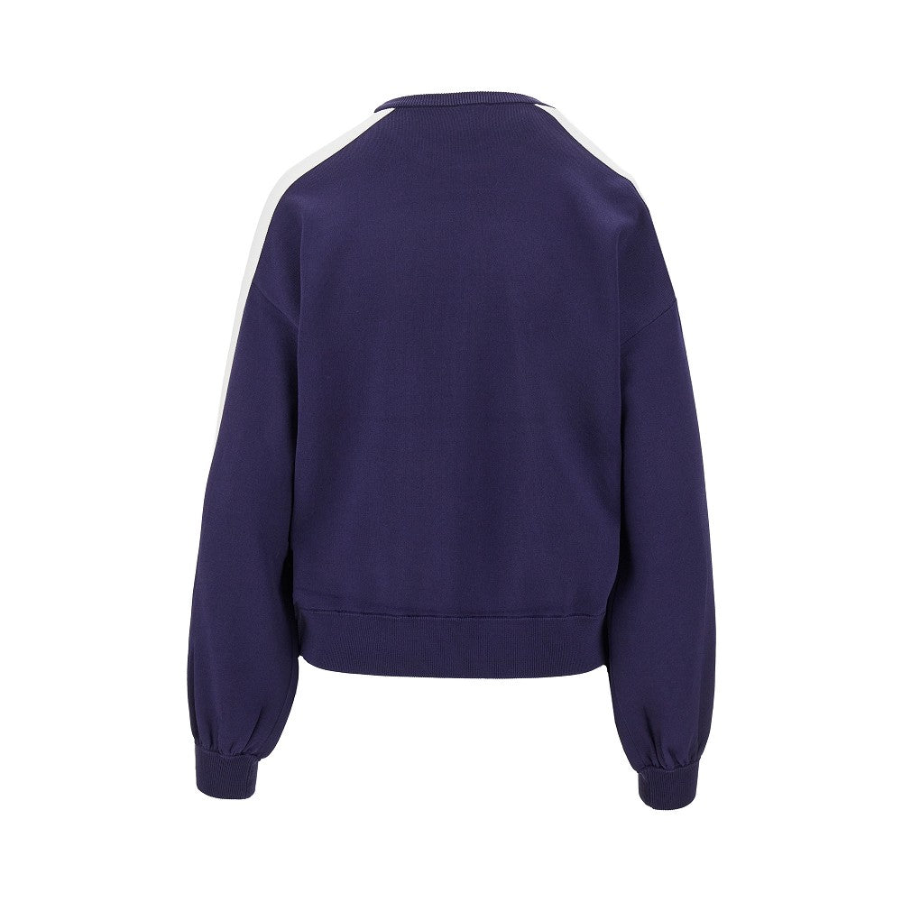 Felpa girocollo in maglia con logo goffrato