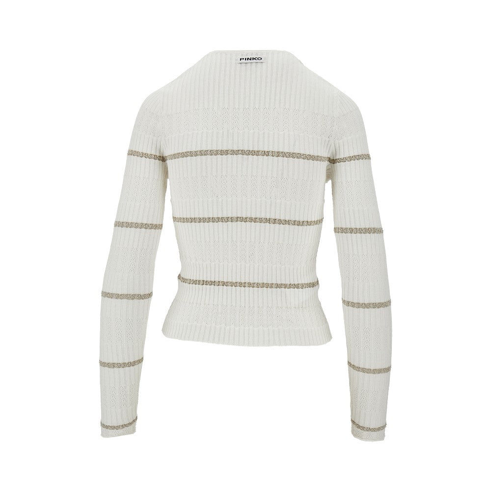 Lurex striped silk-blend top