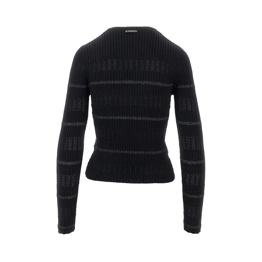 Top in misto seta con righe lurex