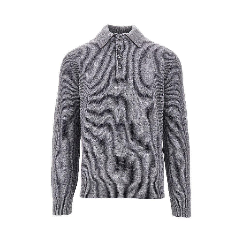 Ribbed cashmere polo shirt