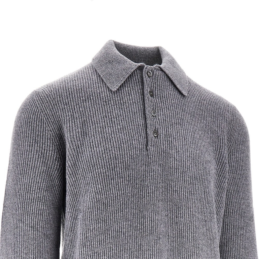 Ribbed cashmere polo shirt