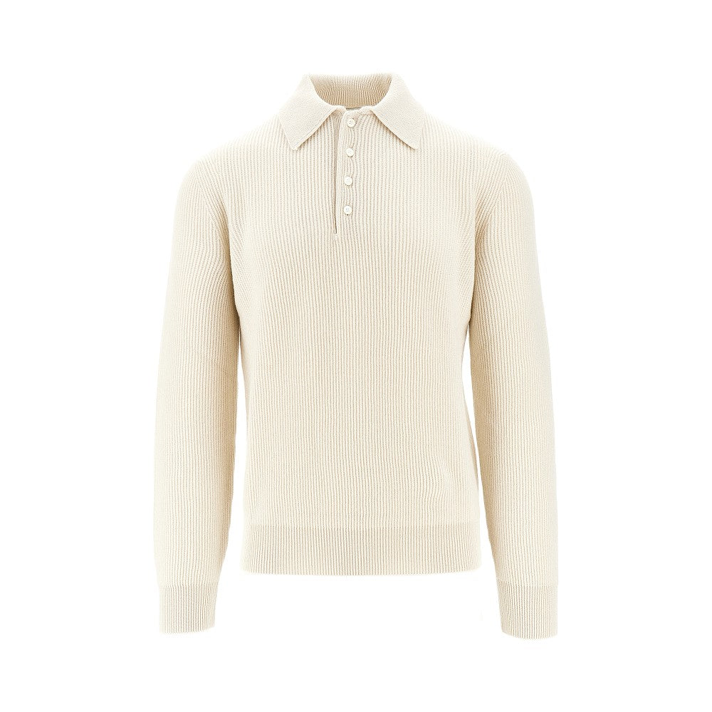 Ribbed cashmere polo shirt