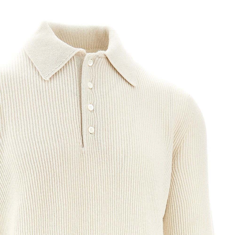 Ribbed cashmere polo shirt