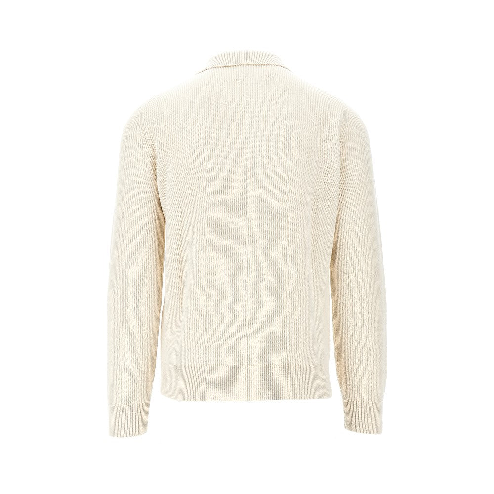 Ribbed cashmere polo shirt