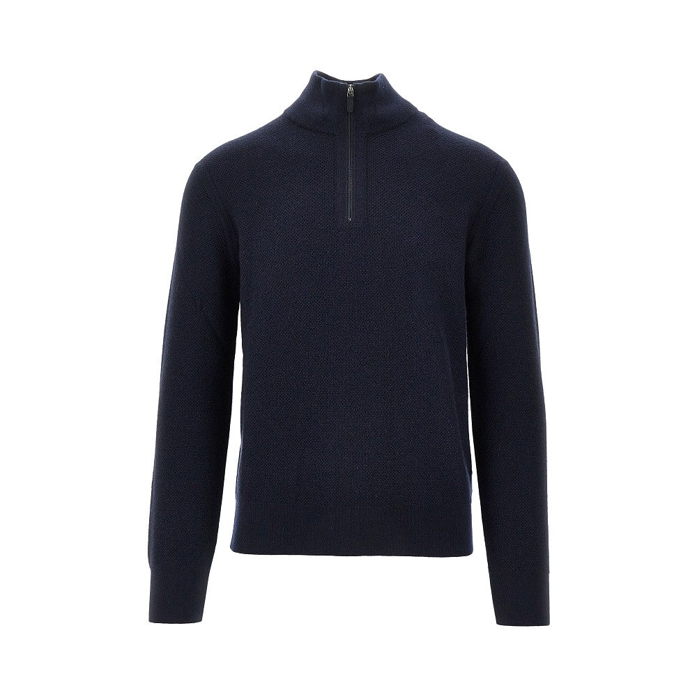Pullover in cachemire con mezza zip
