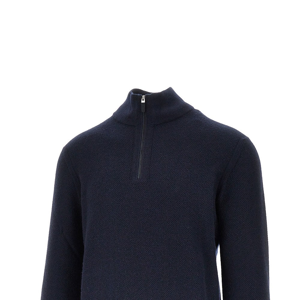 Pullover in cachemire con mezza zip