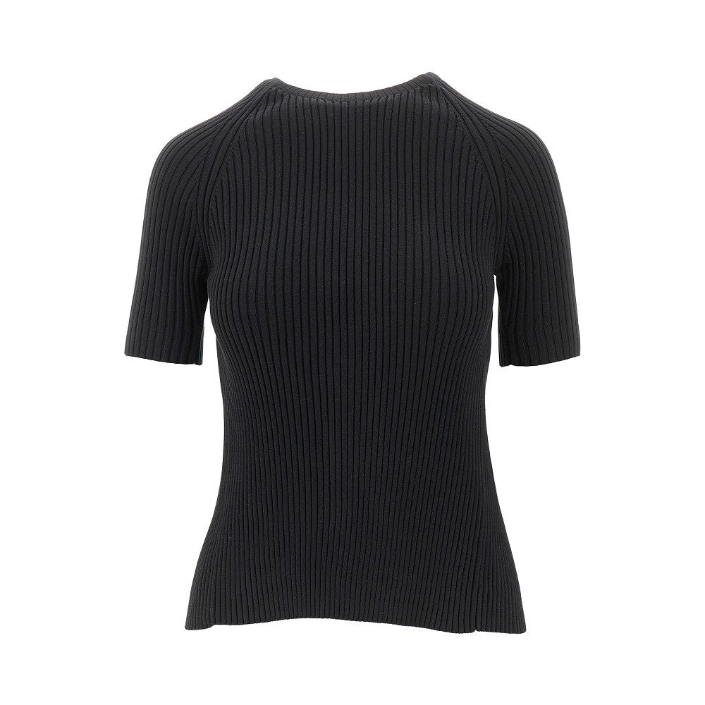 Pullover a costine con allacciatura sul retro