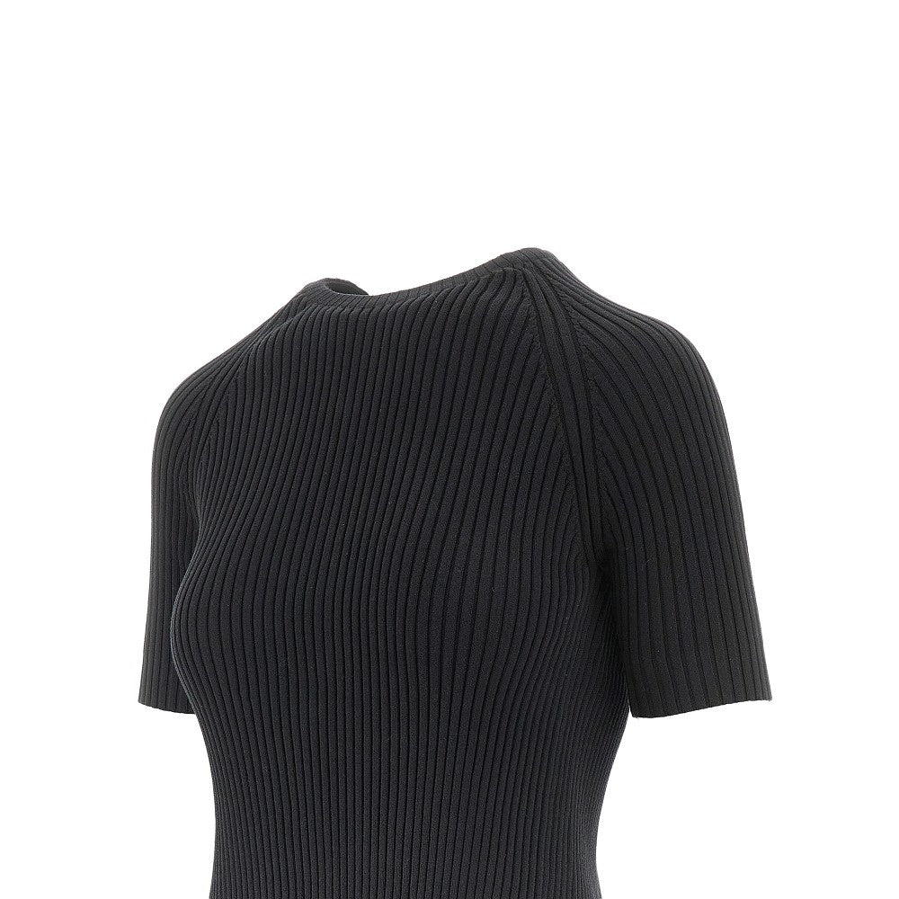 Pullover a costine con allacciatura sul retro