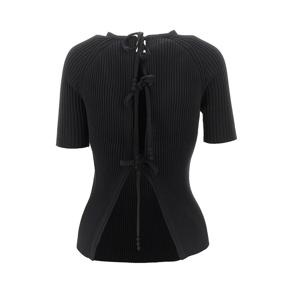 Pullover a costine con allacciatura sul retro