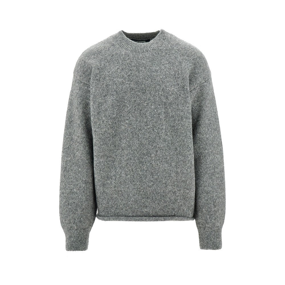 Pullover in misto alpaca con intarsio logo