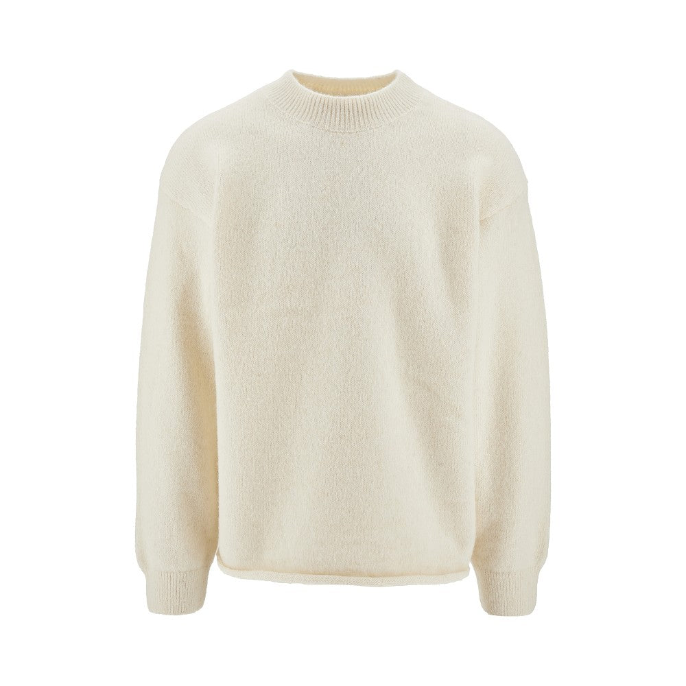 Pullover in misto alpaca con intarsio logo