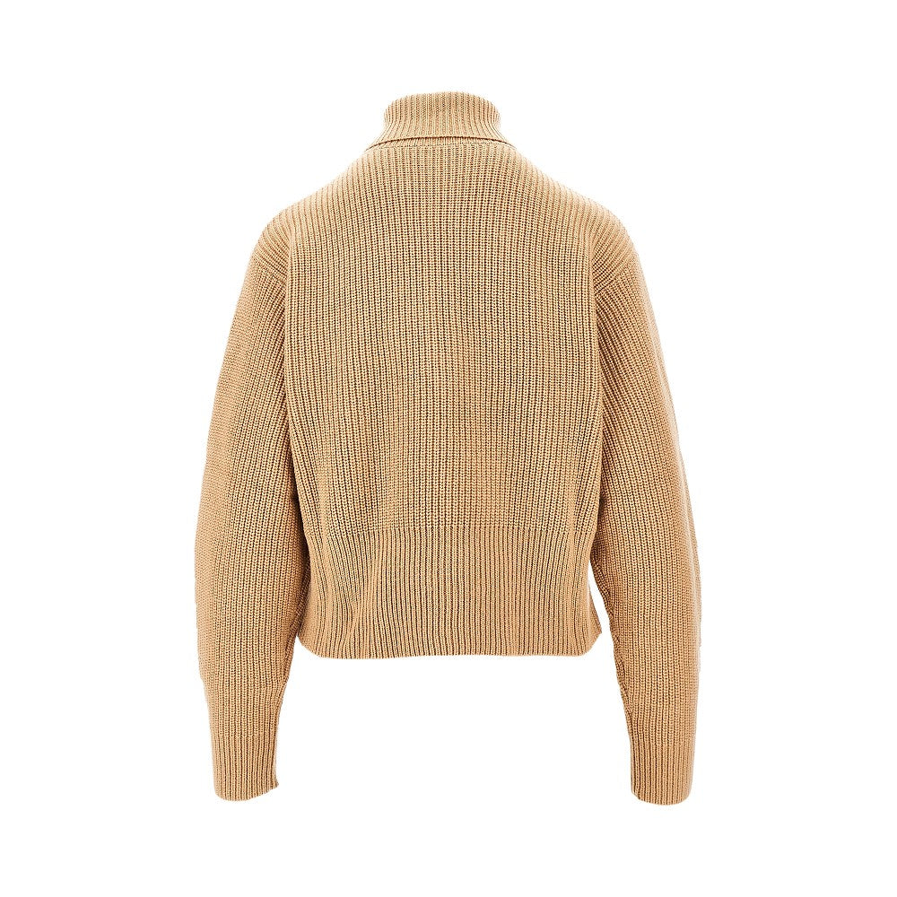 Pullover cropped half-zip in lana e cachemire