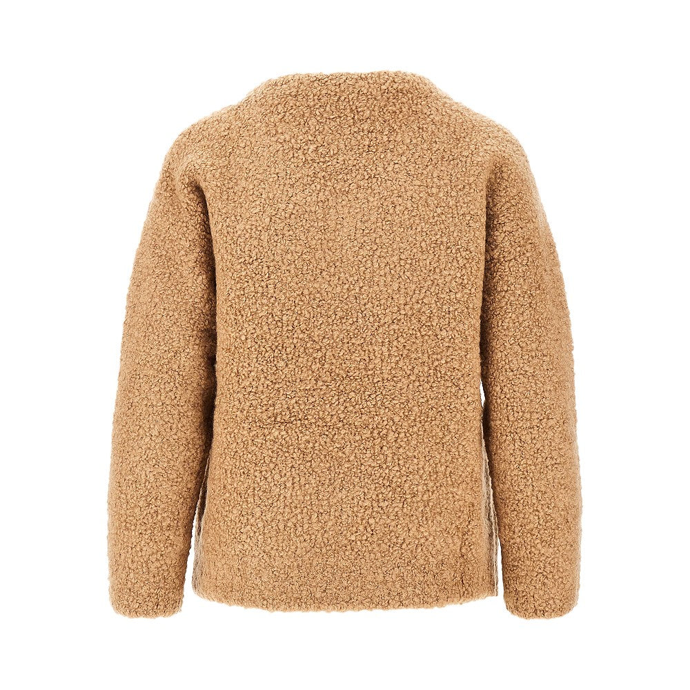 Pullover in cammello e seta bouclé
