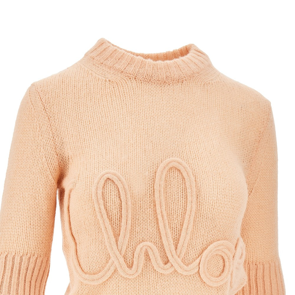 Pullover in alpaca e seta con logo