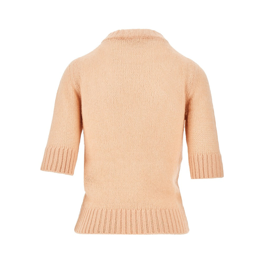 Pullover in alpaca e seta con logo