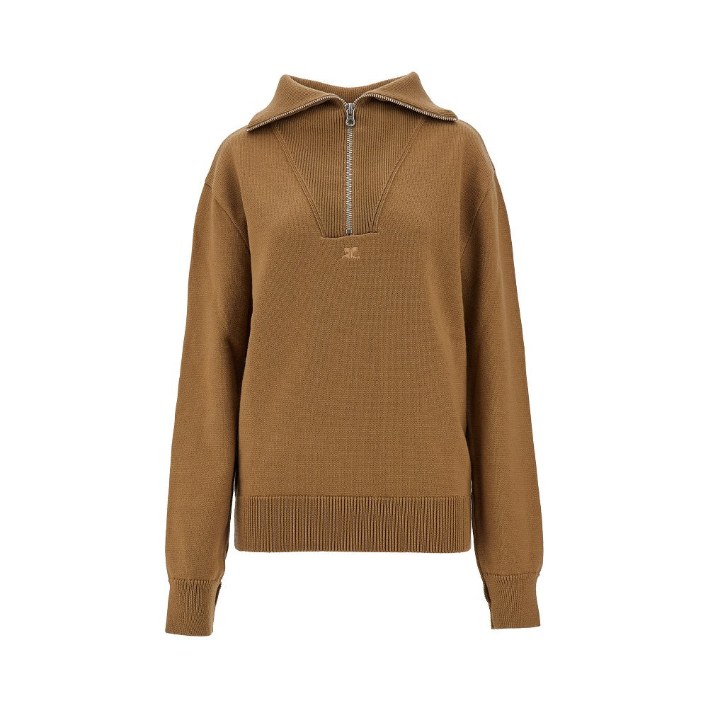 Pullover in misto lana con zip