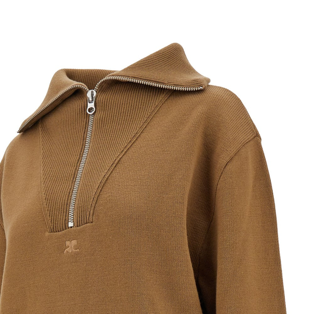 Pullover in misto lana con zip
