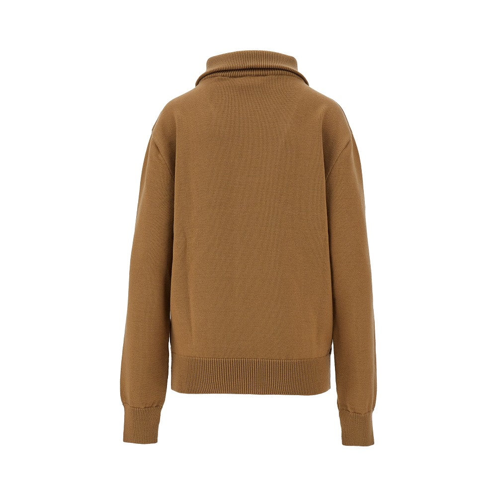Pullover in misto lana con zip