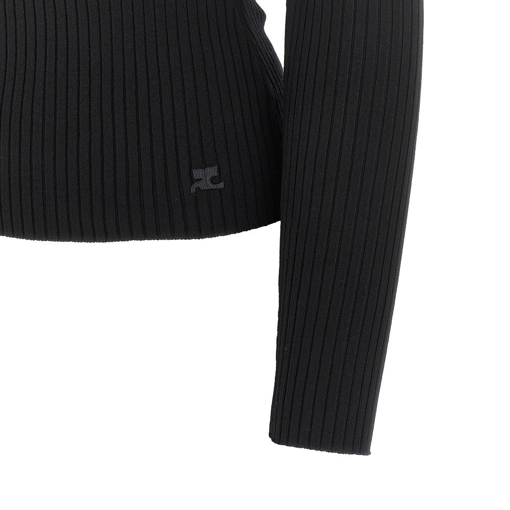 Maglia off-the-shoulder a costine