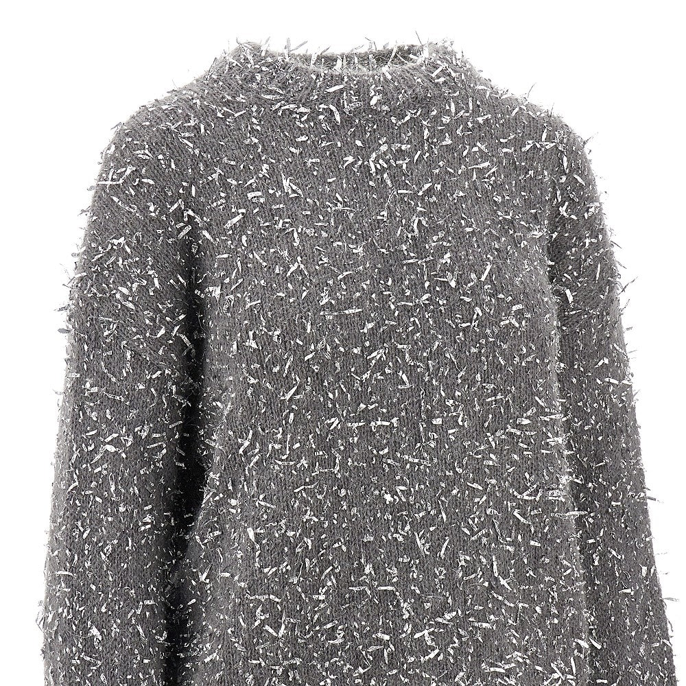 Alpaca-blend sweater with metallized yarns