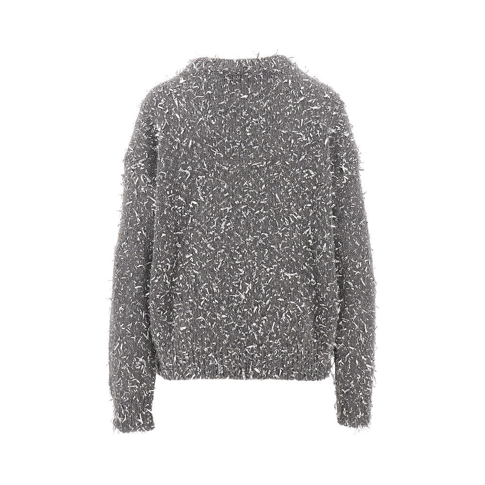 Alpaca-blend sweater with metallized yarns