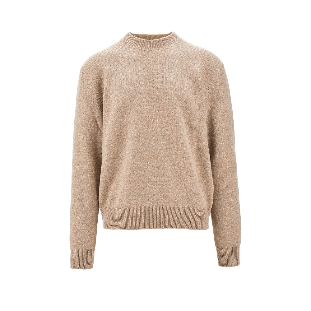 Cashmere sweater with leather patches