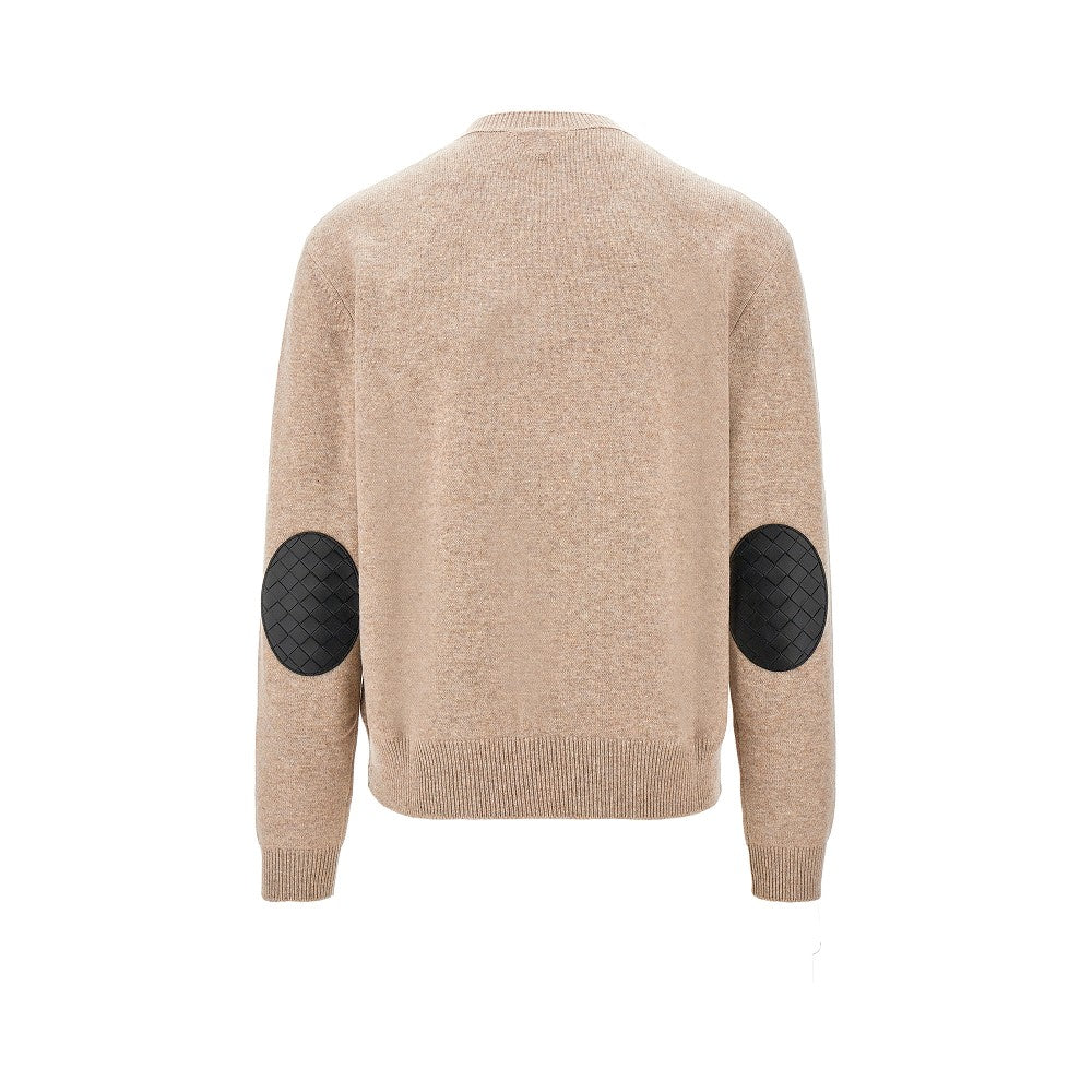 Cashmere sweater with leather patches