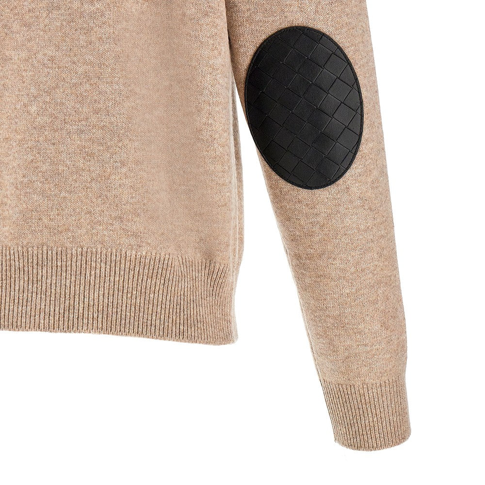 Cashmere sweater with leather patches