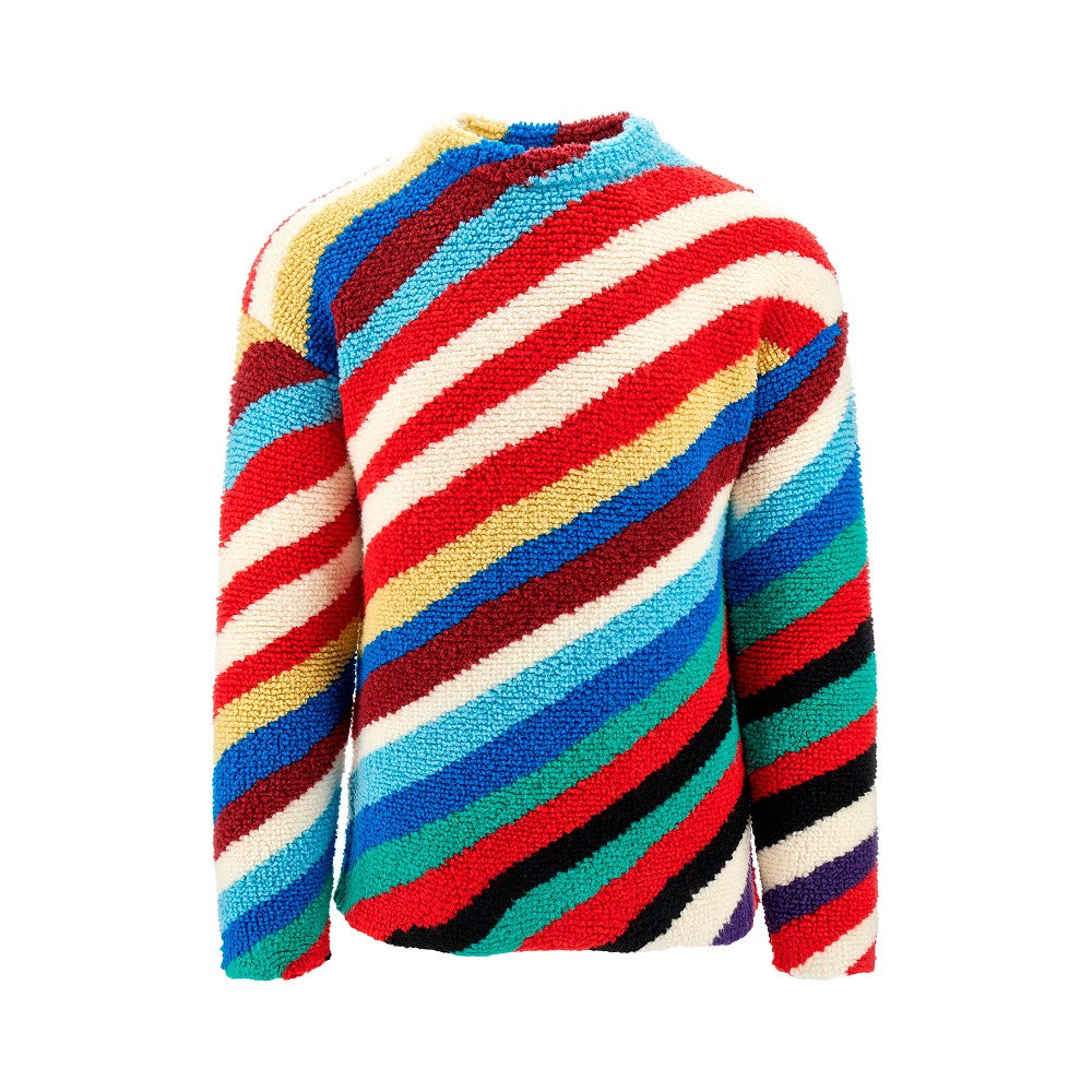 Multicoloured striped loopy sweater