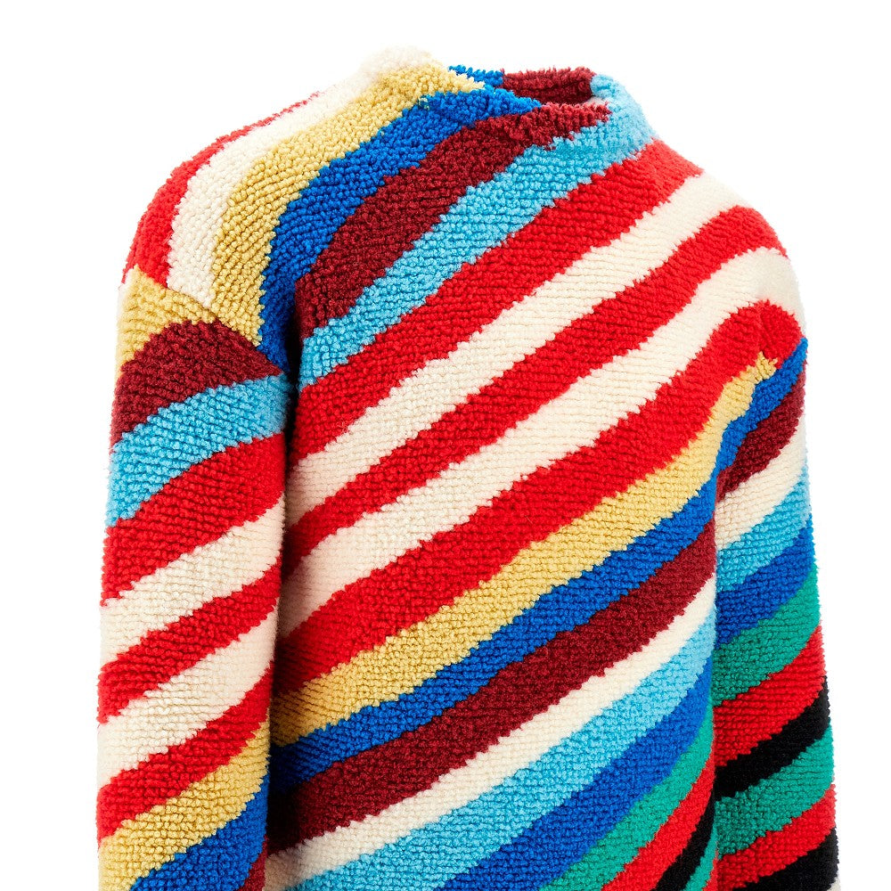 Multicoloured striped loopy sweater