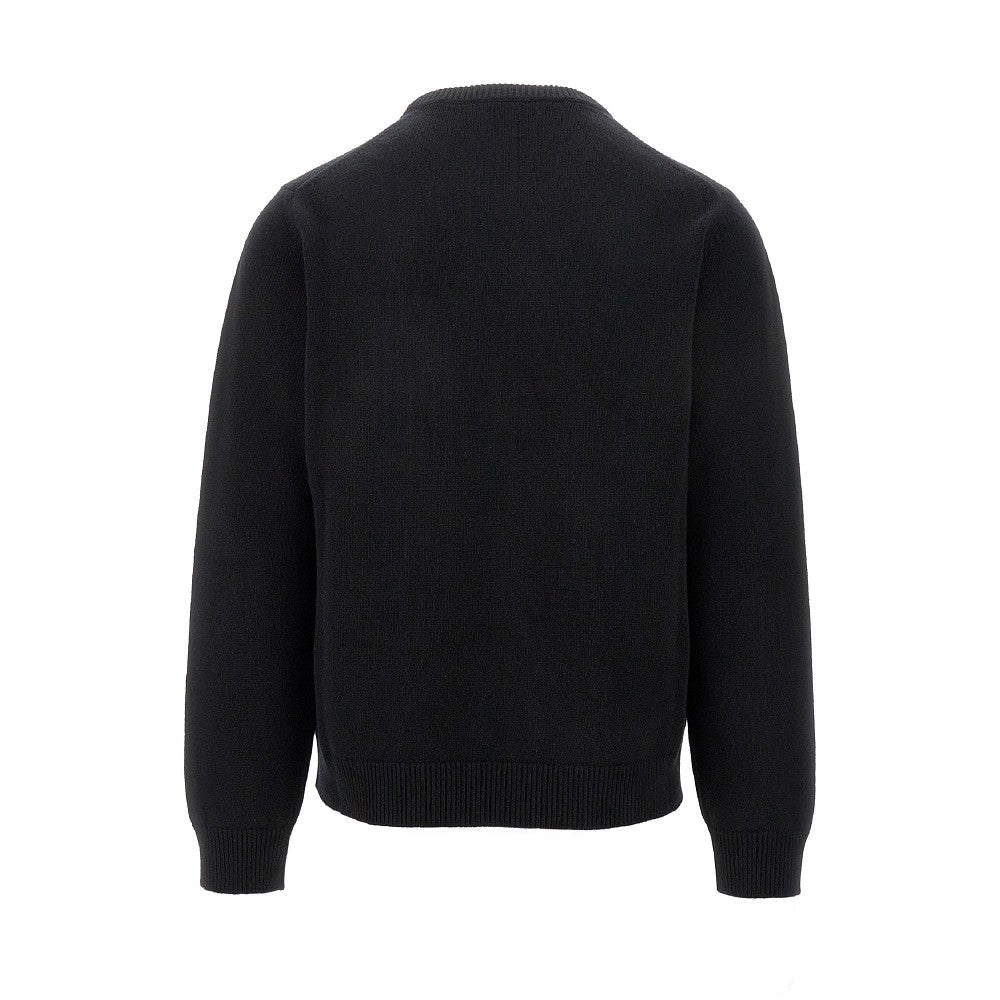 Wool sweater with logo inlay