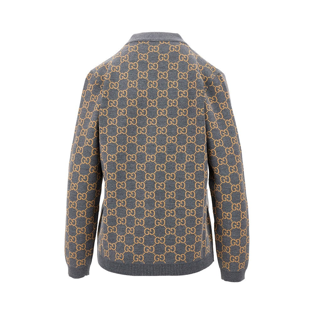 Jacquard wool reversible cardigan