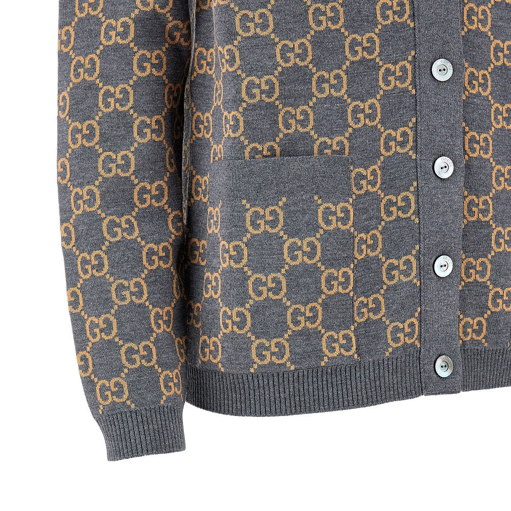 Jacquard wool reversible cardigan