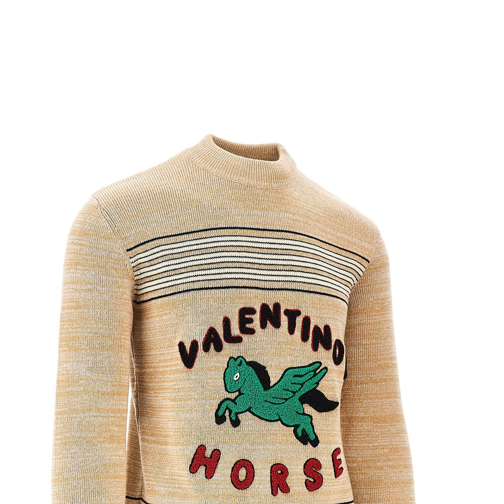 Pullover in lana e cotone ricamato