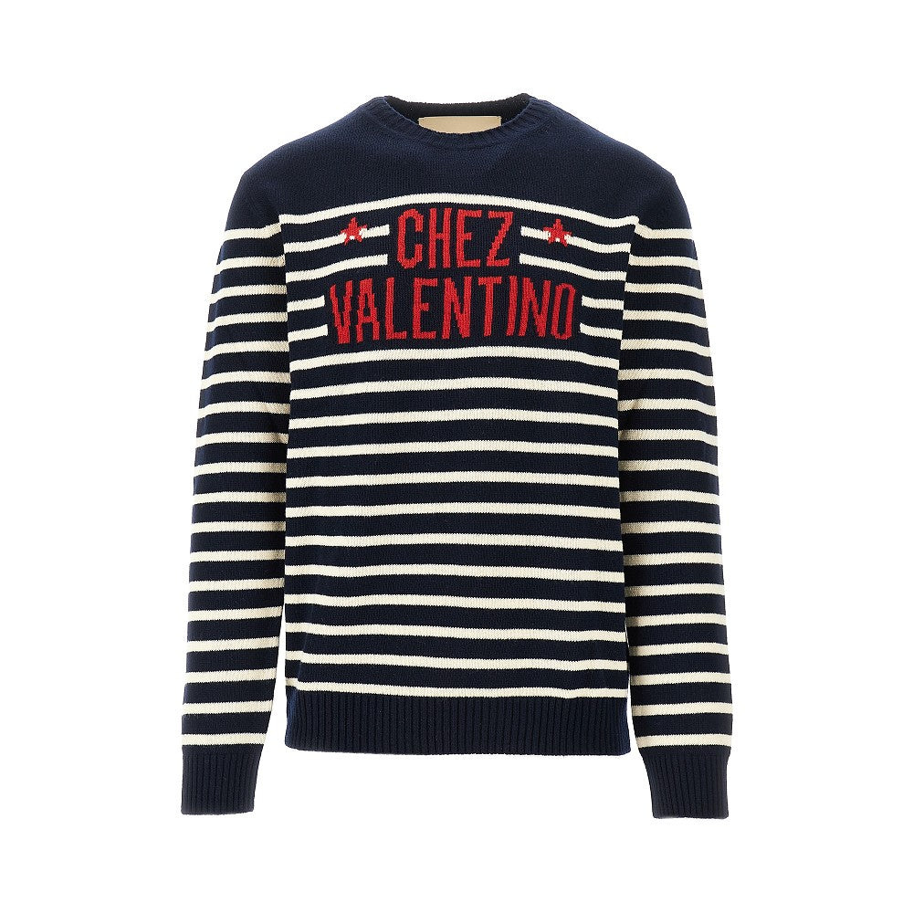'Chez Valentino' jacquard wool sweater