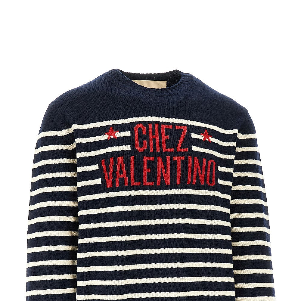 'Chez Valentino' jacquard wool sweater