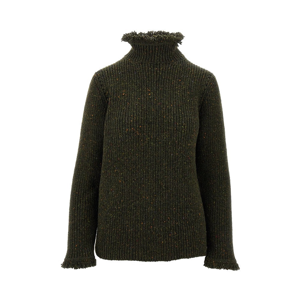 Pullover mouliné con orli sfrangiati