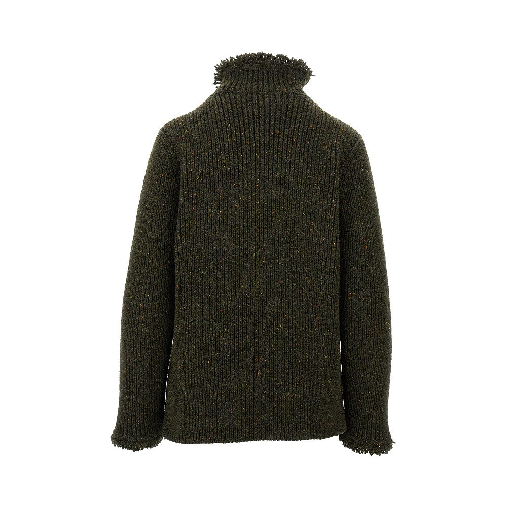 Pullover mouliné con orli sfrangiati