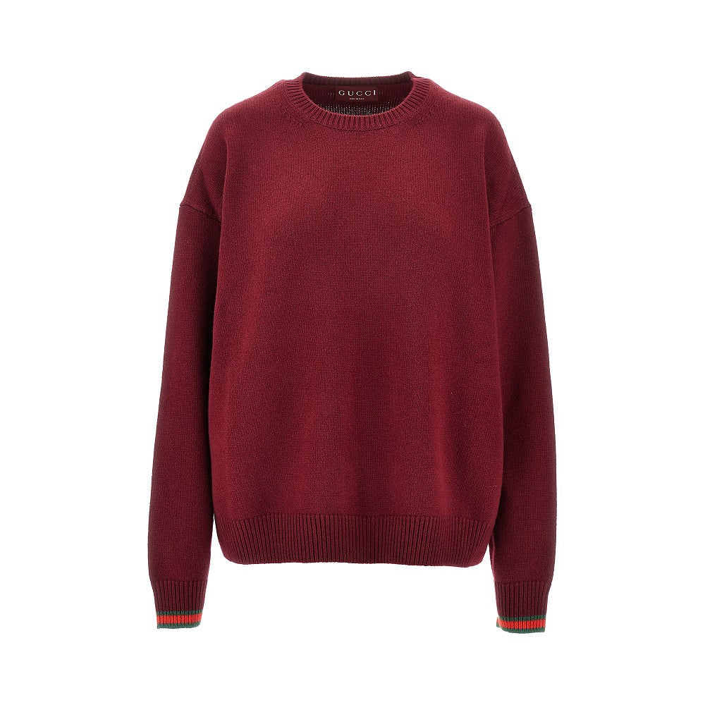 Wool and cashmere sweater with Web trims