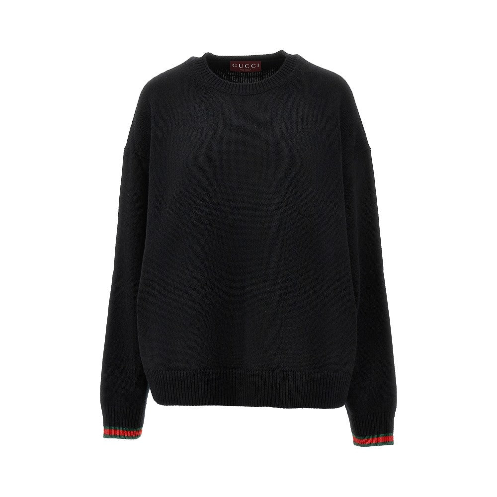 Wool and cashmere sweater with Web trims