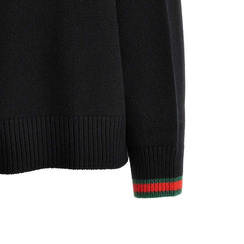 Wool and cashmere sweater with Web trims