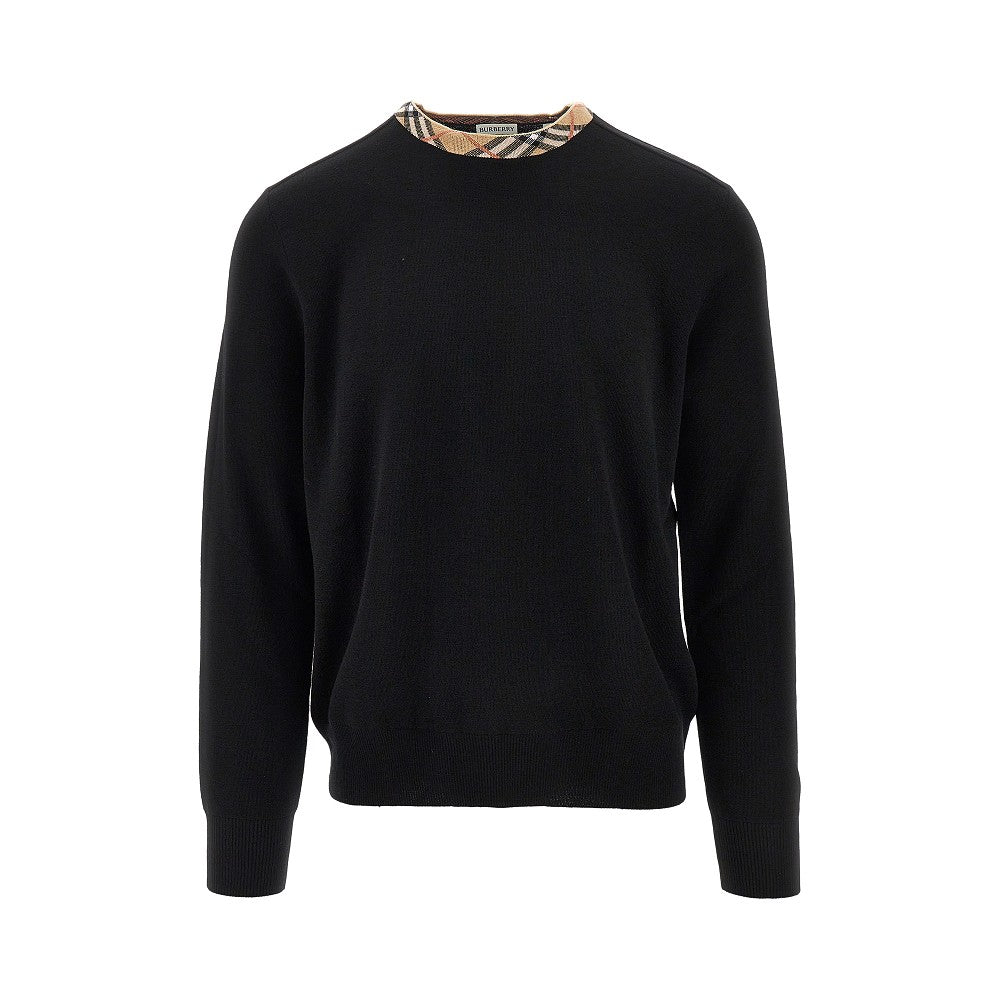 Pullover in lana con girocollo Check