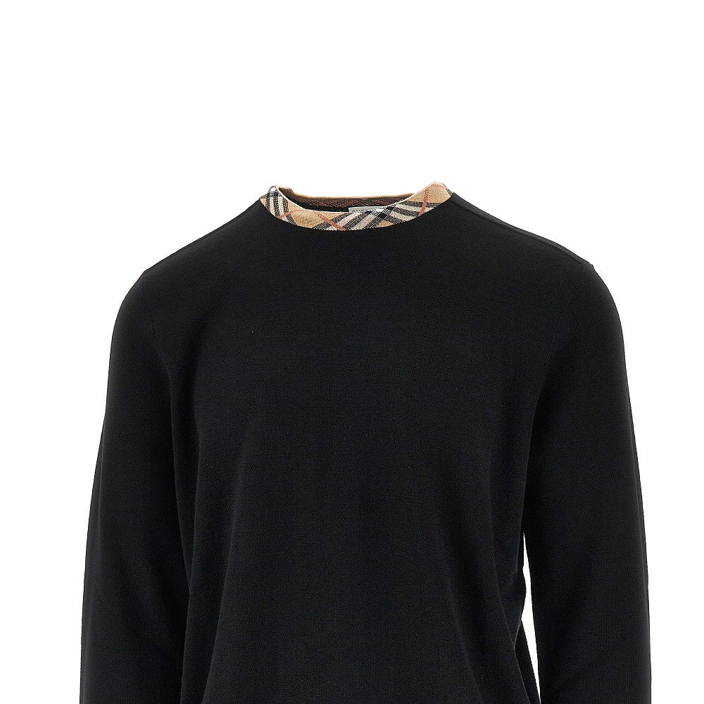 Pullover in lana con girocollo Check