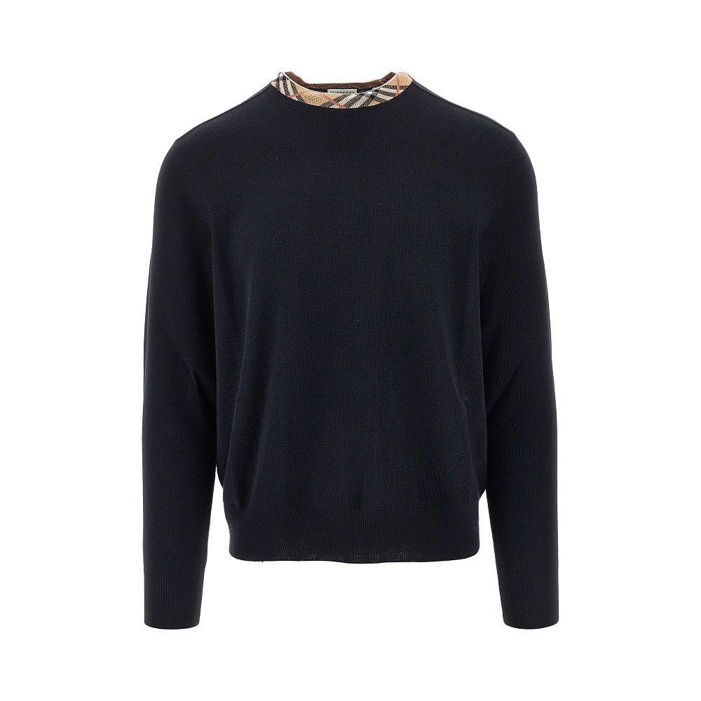 Pullover in lana con girocollo Check