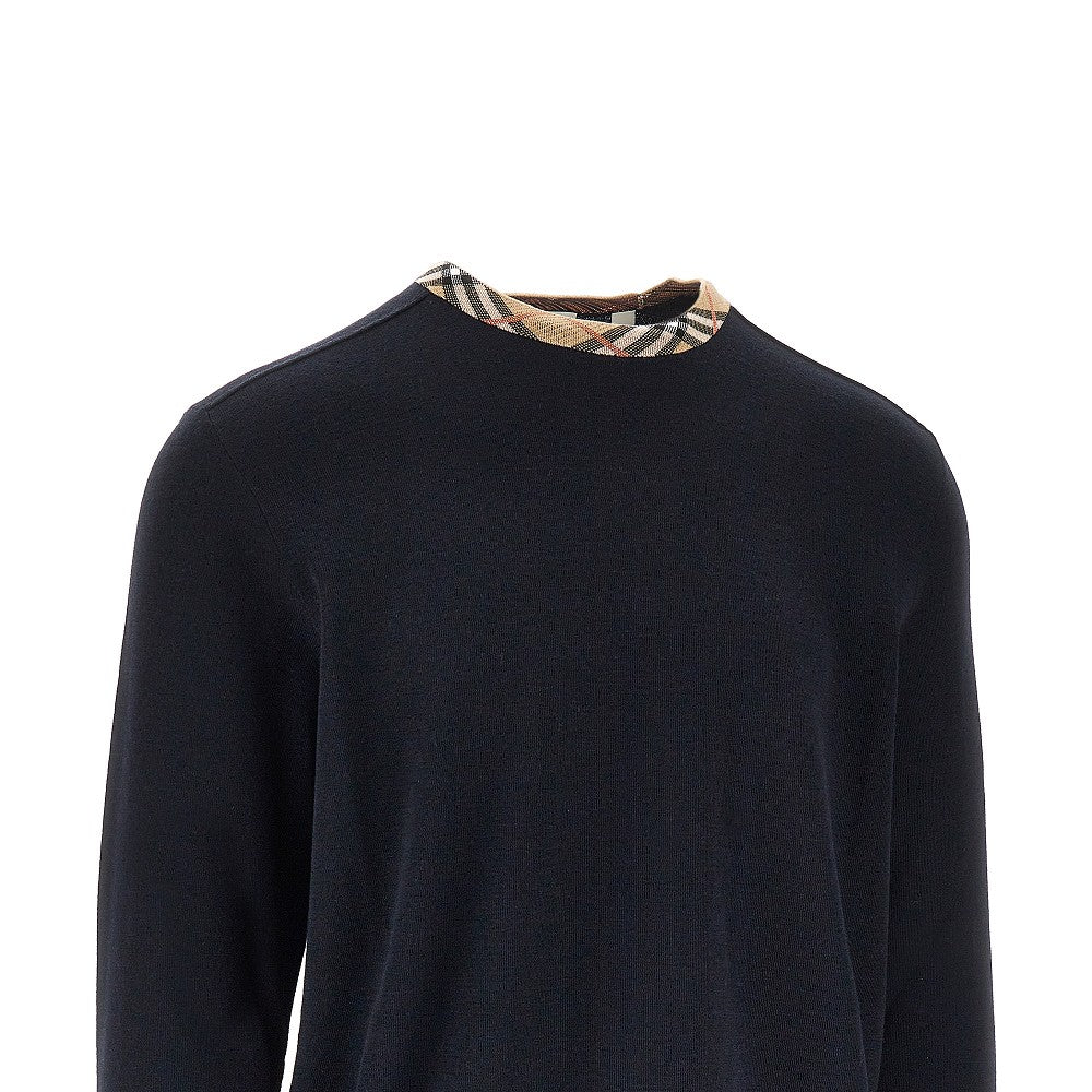 Pullover in lana con girocollo Check